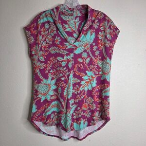 3 /$30 Soft Surroundings Floral Knit Tunic Top‎ Purple Turquoise Orange Small